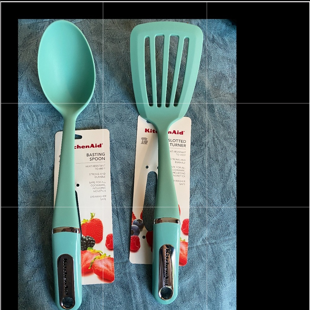 Kitchen Aid Aqua Sky Spoon and Large Spatula